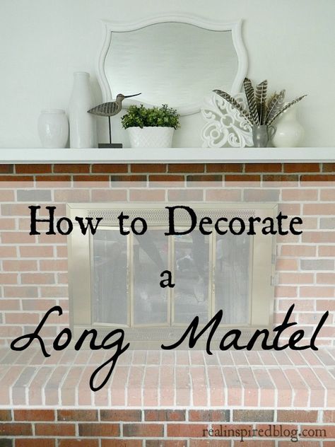 Decorating A Mantle Ideas, Long Fireplace Mantle Decor, Long Mantel Decorating Ideas, Mantle Ideas Fireplace, Long Mantle, Long Mantle Decor, How To Decorate A Fireplace Mantel, Simple Mantle Decor, Mantle Styling