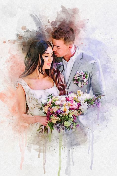 #flowers #inpakken #giftingideas #giftwrapped #mothersday #present #instagood #chocolate #handmadewithlove #shopsmall Portraits Pop Art, Family Portrait Painting, Image Couple, Digital Sketch, Wedding Painting, Custom Watercolor Portrait, Wedding Illustration, Custom Family Portrait, Cadeau Photo