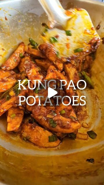 Karan Gokani on Instagram: "INDO-CHINESE KUNG PAO POTATOES 🥔🌶️🇮🇳🇨🇳🔥

My recent trip to India reminded me how much I love (and miss) Indo Chinese classics like this one. Here's how we make it at home in Mumbai, using @chingssecret Schezwan Chutney. A great, versatile sauce I've always got in my fridge. 

2 potatoes peeled and cut into chips
2 tbsp cornflour 
1 tsp each ginger and garlic, minced
1tbsp spring onions, finely chopped
1 tsp dark soy
1 tsp Ching's Chilli Ketchup 
2 tbsp Ching's Schezwan Chutney 
Green chillies and coriander, to garnish 

Full recipe in the video. 

Enjoy! 

#indian101#indian
#instafood #indianrecipes #recipe #indochinese #vegan
#ilovedesichinese #chingssecret" Chinese Potatoes Recipe, Schezwan Chutney, Trip To India, Spring Onions, Peeling Potatoes, Spring Onion, Kung Pao, Potato Recipes, Chutney