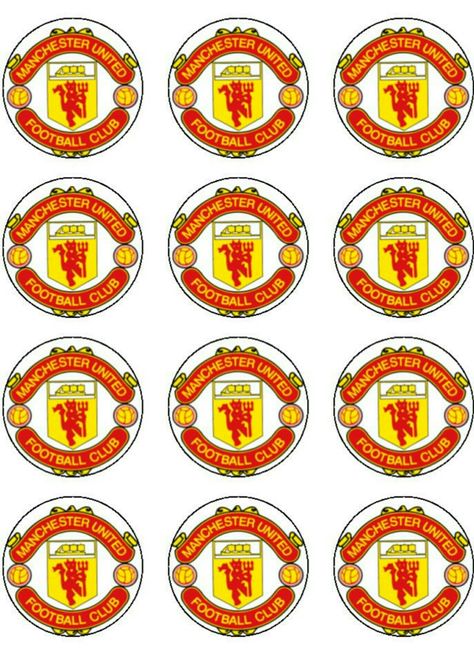 #ManchesterUnited #cupcaketoppers #www.incrediblecaketoppers.co.uk Manchester United Logo Printable, Manchester United Cake Topper Printable, Football Cake Design, Manchester United Cake, Edible Print Cake, Soccer Cupcakes, Donut Decorating Ideas, Horse Birthday Cake, Cake Designs For Kids