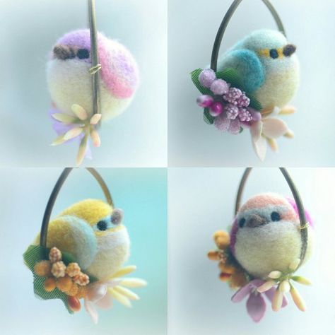 Kawaii Felt, Felt Birds Ornaments, Felted Birds, Needle Felting Ideas, Needle Felting Diy, Needle Felting Tutorials, Wool Felting, Felting Ideas, Needle Felting Projects