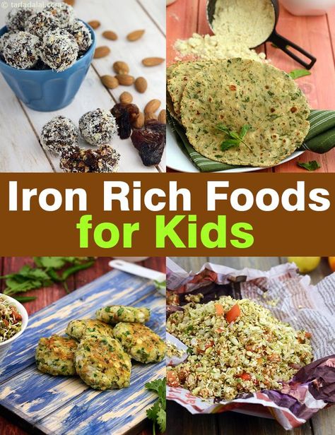 Babies, Toddler and Kids Iron Rich Foods and Recipes, Tarla Dalal Iron Rich Foods For Kids, Diet Food Recipes, Food Recipes Breakfast, Foods With Iron, Snacks Ideas, Healthy Vegan Snacks, Iron Rich Foods, Iron Rich, Diet Snacks