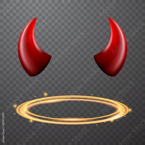 Stock Image: Set of a horns and a halo, nimbus, vector design Infiniti Logo, Vector Design, Adobe Stock, Vehicle Logos, Halo, Stock Vector, Stock Images, Design