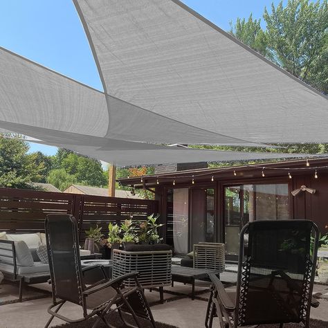 PRICES MAY VARY. high density polyethylene(hdpe) 【About Installation】Please buy love story shade sail according to the diagram on the left, it's very important！ If you want to buy a suitable sun shade sail, you need to leave 0.5-1ft room for accessories and avoid buying a oversized sun shade canopy. 【Material】95% UV-resistant high-density 100% new HDPE (polyethylene) sun shade fabric, durable stainless steel D-rings at each corner to reduce installtion difficulty. 【Full Cut】Compared with other s Porch Canopy Ideas Patio Shade, Sails For Shade Ideas, Patio Sails, Shade Sail Installation, Sail Canopy, Porch Canopy, Sun Shade Canopy, Outdoor Patio Garden, Sail Canopies