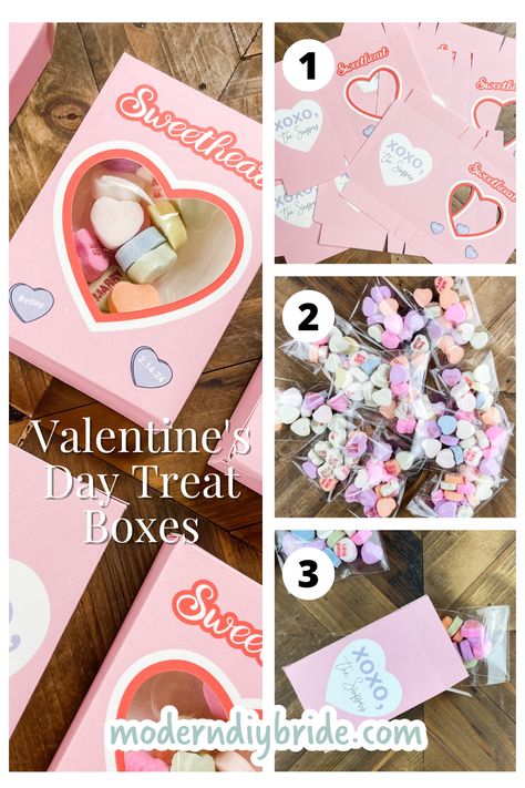 DIY Conversation Hearts Box Sweetheart Candy Box Diy, Treats For Classroom, Diy Conversation Hearts, Candy Box Diy, Custom Treats, Sweetheart Candy, Heart Favors, Heart Wedding Favors, Diy Your Wedding