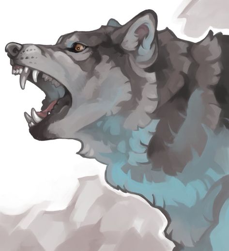 Angry Wolf Reference, Dog Sniffing Drawing, Wolf Digital Art, Wolf Face Drawing, Canine Art, Creature Drawings, A Wolf, Animal Sketches, Wolf Art