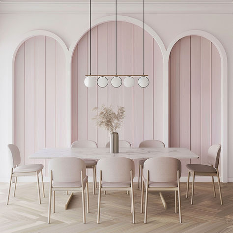 16 Impressive Board and Batten Wall Ideas White Board And Batten Dining Room, Board And Batten Pink, Elegant Accent Wall, Board And Batten Dining Room, Board And Batten Wall Ideas, Batten Wall Ideas, Batten Walls, Cream Color Scheme, Batten Wall