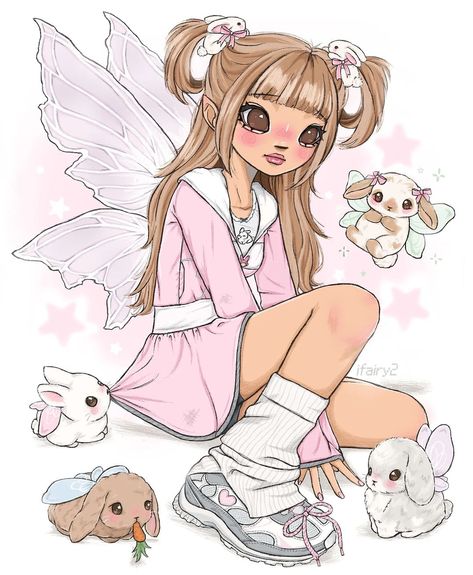 florence ♡︎ | Ig cropping will be the ruin of me and my drawings - & yes, I can't stop adding wings to everything I draw, it's an addiction. Reference… | Instagram Kawaii Fairy Drawing, Free Oc Drawing, Pink Drawings, Bunny Fairy, Pretty Pfp, Pink Drawing, Fairy Drawings, Bunny Drawing, Oc Drawings