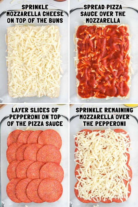 Pepperoni Pizza Sliders are a quick and easy way to make pizza at home in a fun pull-apart form. Simple to assemble in 10 minutes, these soft Hawaiian rolls are stuffed with cheese, sauce, and pepperoni slices, then brushed with a seasoned Parmesan butter glaze on top, and baked into the best bite-sized sandwich slider. Pepperoni Pizza Sliders Hawaiian Rolls, Pepperoni Sliders Hawaiian Rolls, Pizza Sliders Hawaiian Rolls, Pepperoni Sliders, Pepperoni Pizza Sliders, Sandwich Sliders, Make Pizza At Home, Sliders Recipes Hawaiian Rolls, Tailgate Treats