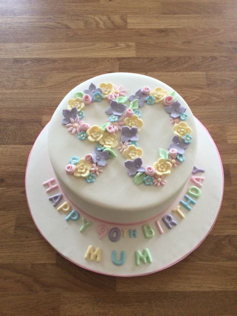 Pretty cake I made for a friends mother in law 90th Birthday Cakes, Mother In Law Birthday, Pretty Cake, 90th Birthday, Pretty Cakes, Mother In Law, Birthday Cake, Baking, Cake