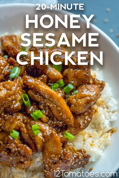 Sesame Chicken Stirfry, 20 Minute Honey Sesame Chicken, Honey Sesame Chicken Recipe, Sesame Recipes, Tornado Cake, Honey Sesame Chicken, Sesame Chicken Recipe, Honey Sesame, Quick Dishes