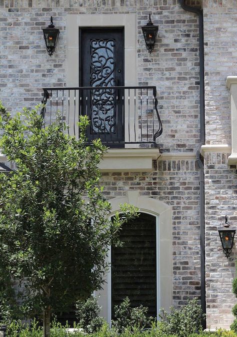 Charcoal Antique QS Old Texas Brick, German Smear, Tennessee House, Painted Brick House, Lime Wash, White Wash Brick, Iron Balcony, Brick Exterior, Brick Exterior House