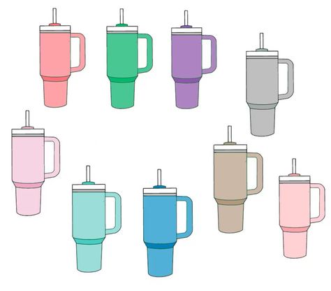 Tumbler Sticker Size Chart, Tumbler Tape Templates, Cup With Straw Drawing, Svg For Color Changing Cups, Water Bottle Clipart, Diy Hello Kitty, Paper Duck, Paper Dolls Diy, Dolls Diy