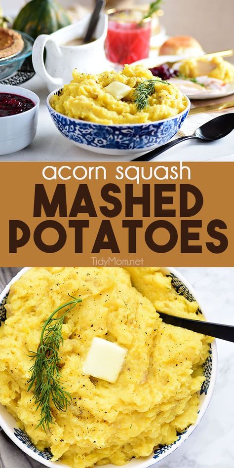 Give a fall-inspired twist to an old favorite with Acorn Squash Mashed Potatoes. Nutty acorn squash and buttery Yukon gold potatoes are mashed to creamy perfection. The result is a festive, flavorful side dish everyone will love.  Print full recipe at TidyMom.net #mashepotatoes #squash #fallfood #thanksgiving via @tidymom Acorn Squash Mashed, Squash Mashed Potatoes, Squash Mashed, Tartiflette Recipe, Acorn Squash Recipes, Gold Potatoes, Yukon Gold, Yukon Gold Potatoes, Acorn Squash