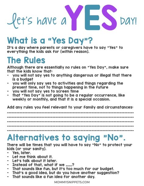 Mom Time Out, Make Something Monday Ideas Kids, Yes Day Ideas For School, Family Meeting Ideas First Time, Make It Monday Ideas For Kids, Yes Day Ideas For Kids, Family Fun Day Ideas, Yes Day Rules, Yes Day Ideas