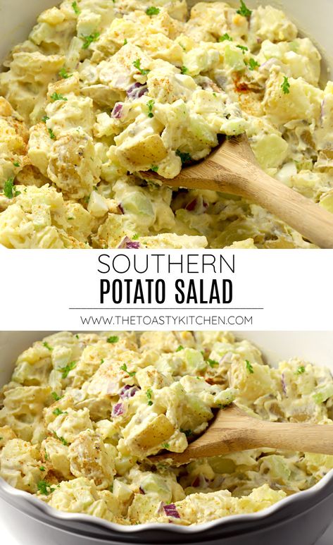 Served cold, this classic potato salad is filled with potatoes, eggs, celery, red onion, and relish, then coated in a creamy seasoned dressing. Southern Potato Salad Recipe, Red Potato Salad Recipe, Potato Salad With Apples, Pickled Celery, Potato Salad Dill, Best Potato Salad Recipe, Homemade Potato Salads, Southern Potato Salad, Potato Salad Dressing