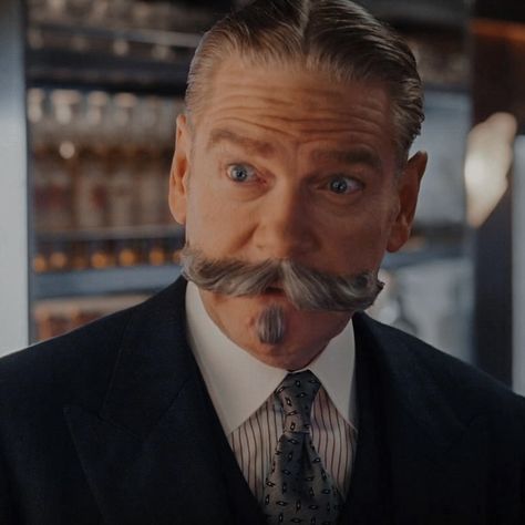 Hercule Poirot Kenneth Branagh, Film Characters, Agatha Christie Books, The Orient Express, Scary Dogs, Kenneth Branagh, Film Icon, Hercule Poirot, Beard Love