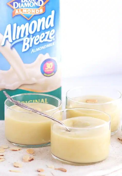 Almond Milk Pudding Almond Milk Pudding, Milk Pudding Recipe, Dairy Free Pudding, Vanilla Pudding Recipes, Easy Pudding Recipes, Milk Pudding, Almond Milk Recipes, Easy Puddings, Homemade Pudding