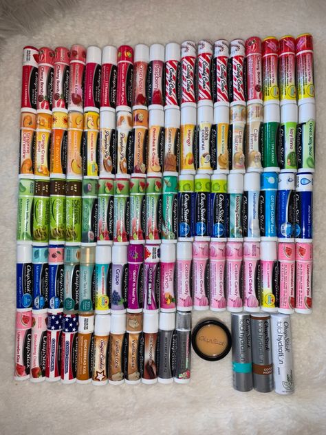 Chap Stick Aesthetic, Chapstick Aesthetic Collection, Chapstick Flavors, Chapstick Collection, Flavored Chapstick, Profumo Victoria Secret, Lips Essentials, Chapstick Lip Balm, Cute Nail Polish