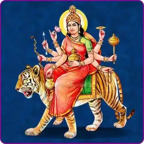 Kushmanda: The fourth incarnation of Goddess Durga was the creator of the universe Goddess Kushmanda, Adi Shakti, Cosmic Egg, Female Deity, Mantra For Good Health, Creator Of The Universe, Goddess Durga, Spirituality Posters, Navratri Special