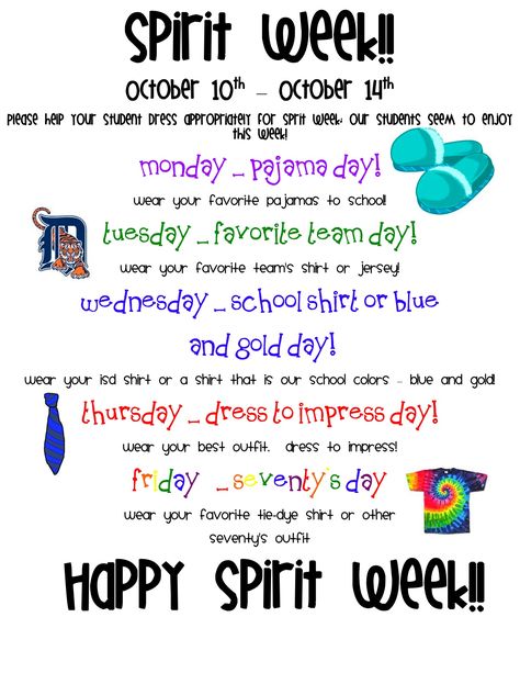 Spirit Week Themes, Spirit Week Ideas, Spirit Day Ideas, Dress Up Days, School Spirit Week, Homecoming Themes, School Spirit Days, Homecoming Spirit, Spirit Week Outfits