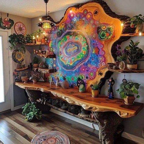 Fun Flower Bed Ideas, Plant Room Design, Fantasy Furniture, Hippy Room, Hippie Homes, Bohemian House, Pretty Decor, Crazy Friends, Funky Furniture