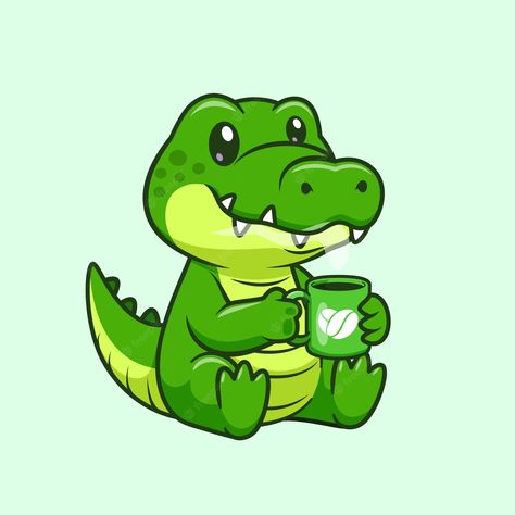 Crocodile Cartoon Cute, Cute Crocodile Drawing, Cute Crocodile Illustration, Kawaii Crocodile, Crocodile Cute, Animals Animated, Cartoon Crocodile, Crocodile Illustration, Crocodile Cartoon