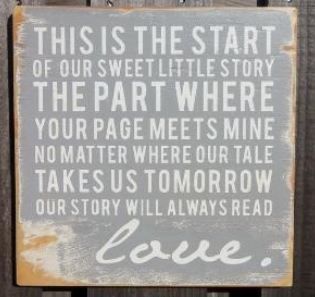 this is the start of our sweet little story, the part where your page meets mine. no matter where or tale takes us tomorrow our story will always read love Typography Wall Art, New Beginning, Our Story, All You Need Is Love, The Start, Cute Quotes, Great Quotes, All You Need Is, Inspire Me