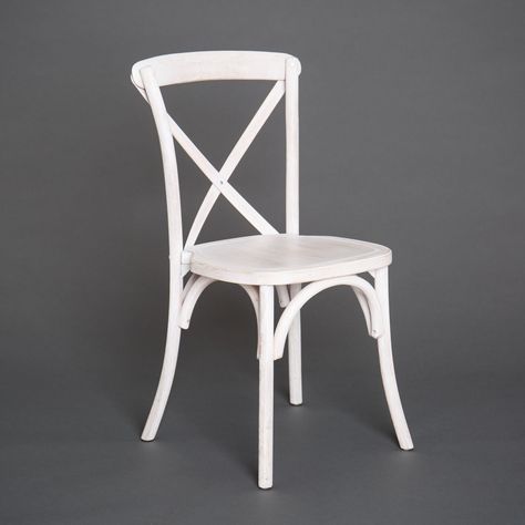 New for 2019! White crossback chairs! White Crossback Chairs Wedding, Crossback Chairs, Rustic Chair, Industrial Space, Grey Color Palette, Party Goods, Tent Rentals, White Cross, White Chair