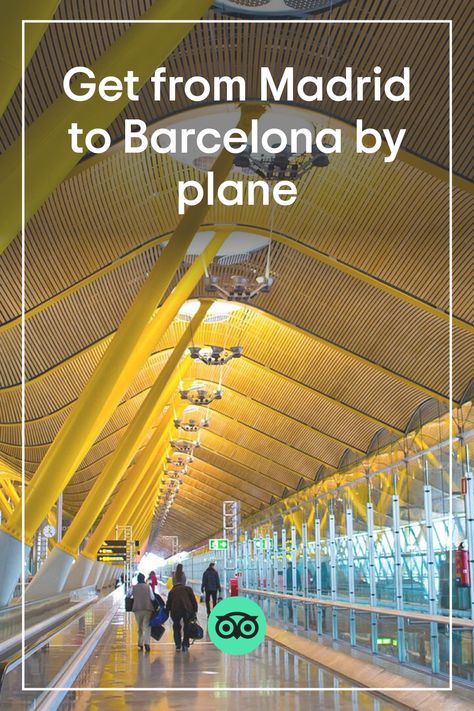 Flights between Madrid and Barcelona are quick and inexpensive, with Vueling, Air Europa, and Iberia offering direct service between the two cities. Flights take about 65 to 90 minutes and are often cheaper than train tickets. During the off-season (approximately November to March), you can regularly find one-way flights for as low as $25. Spain Images, Driving Permit, Luxury Train, Train Tickets, Speed Training, By Plane, Salou, Media Center, Beautiful Architecture