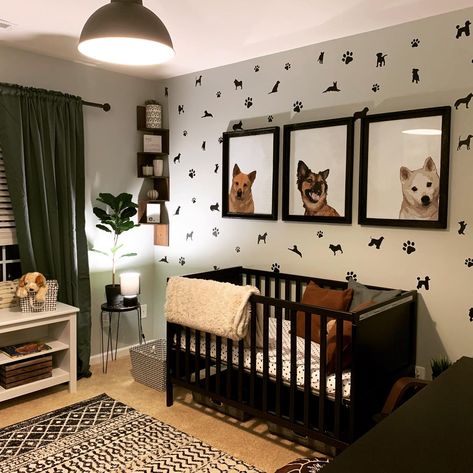 Brown Themed Nursery, Dino Nursery Decor, Husky Nursery Theme, Nursery Ideas Puppy Theme, Nursery Ideas Dog Theme, Dog Inspired Nursery, Pet Themed Nursery, Puppy Baby Nursery, Dog Nursery Ideas