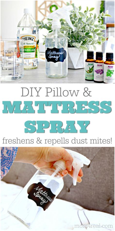 DIY Mattress Spray That Repels Dust Mites and Freshens Too Homemade Mattress, Mattress Spray, Cleaning Bedroom, Mattress Cleaner, Diy Mattress, Diy Pillow, Pillow Spray, Mattress Cleaning, Diy Sprays