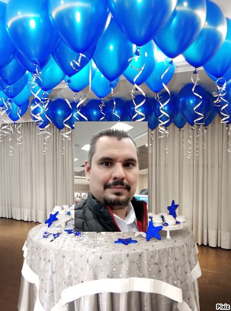 Resultado del montaje fotografico : FELIZ CUMPLEAÑOS - Pixiz Balloons Galore, Royal Baby Showers, Cake Table Decorations, Royal Blue Wedding, Balloon Columns, Blue Balloons, Balloon Decorations Party, Baby Party, Decoration Table