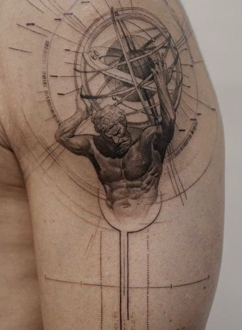 #tattoo #tattoos #inked #tattooart #tattooed #tattooideas #tattoodesign #tattooinspiration #tattoosleeve #tattooflash #inkedgirls #tattooedwomen  #InkLaughs  #TattooFails Cool Art Tattoos, Atlas Tattoo Mythology, Atlas Tattoos, Atlas Tattoo Design, Ancient Greek Tattoo, Microrealism Tattoo, Greek God Tattoo, Atlas Tattoo, Unique Tattoos For Men