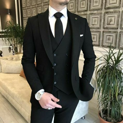 Groom Suit Black, Woolen Suit, Suit For Men Wedding, Black And White Suit, Black Suit Men, Black Suit Wedding, Classy Suits, Indian Men Fashion, Dress Suits For Men