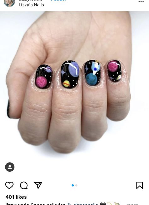 Saturn Nail Art, Planet Nails Design, Nasa Nails, Nails Reference, Easter Nails 2023, Easter Nails Easy, Planet Nails, Easter Nail Art Designs, Acrylic Nails Designs