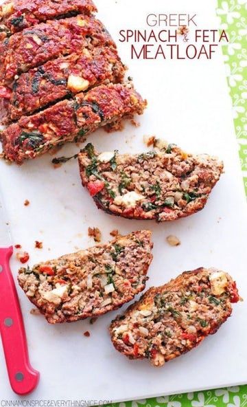 Tacos are a quick and easy recipe to throw together, but these kid-friendly meals are also lightning-fast and filling thanks to ground beef. Greek Meatloaf Recipes, Mediterannean Recipes, Feta Meatloaf, Greek Meatloaf, Spinach Meatloaf, Meatloaf Recipes Healthy, Greek Spinach, Jar Salads, Spinach Recipe