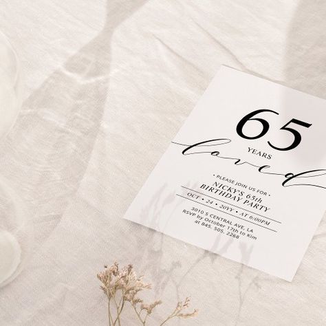 $2.70 | Black & White | 65 Years Loved 65th Birthday Party #black, modern, typography, adult birthday party, milestone birthday, 60th birthday, years loved, digital invitation, editable invitation, 65th birthday 65 Birthday Invitations, 65th Birthday Party, 65th Birthday Invitations, 65 Birthday, Adult Birthday Invitations, 65th Birthday, Adult Birthday Party, Milestone Birthday, Modern Invitation