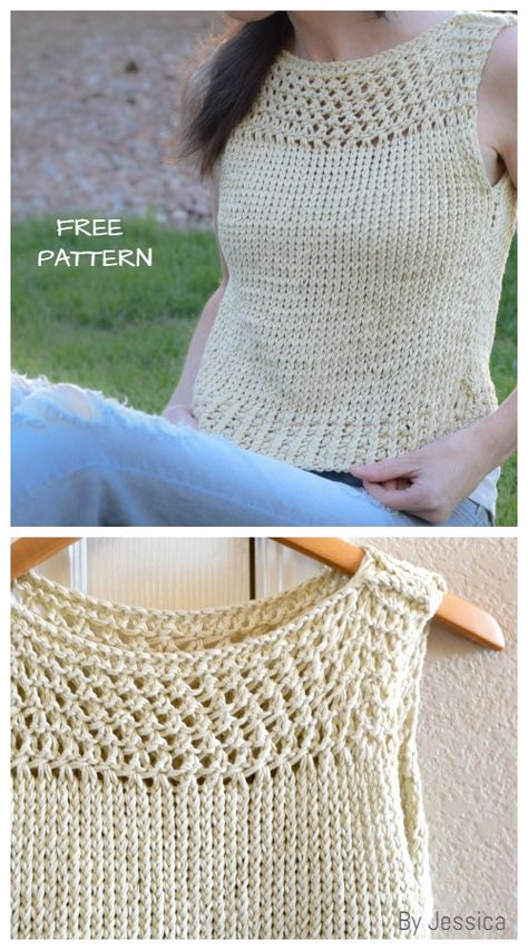 Knit Summer Vacation Top Free Knitting Patterns for Ladies Free Knitting Patterns For Women, Ladies Knitting Patterns, Summer Knitting Patterns, Summer Top Pattern, Knit Top Patterns, Knit Summer, Summer Knit Tops, Knitting Patterns Free Sweater, Beginner Knitting Patterns