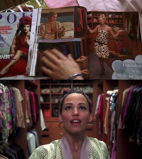 13 Going On 30 Closet, Poise Magazine 13 Going On 30, Poise Magazine, Shopaholic Aesthetic, 13 Going On 30 Outfits, Jenna Rink, Fashion Journalist, Glossier Girl, 2000s Vibe