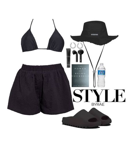 Black Swimsuit Outfit, Travelling Outfit, Jacquemus Shoes, Sweater Lounge Set, Outwear Outfit, Black Shorts Outfit, Black Beachwear, All Black Outfits, Pool Party Outfits