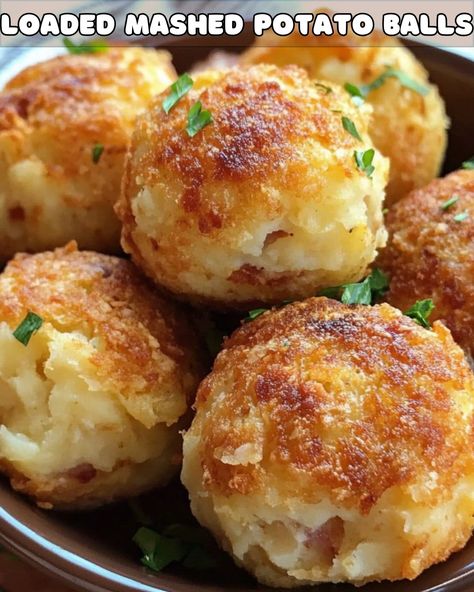 Loaded Mashed Potato Balls Boiled Potatoes And Meatballs, Fried Loaded Mashed Potato Balls, Mashed Potatoes Bites, Potato Cheese Balls Recipes, Loaded Potato Balls, Baked Potato Balls, Mashed Potatoes Balls, Mashed Potato Balls Baked, Potato Medallions