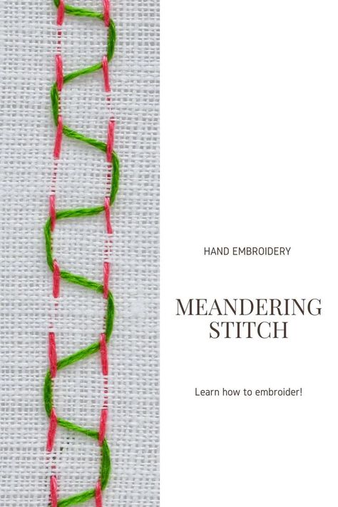 Meandering stitch hand embroidery stitches Hand Embroidery For Beginners, Hand Embroidery Stitches, Running Stitch, Embroidery For Beginners, Video Tutorial, A Video, Embroidery Stitches, Hand Embroidery, Thread