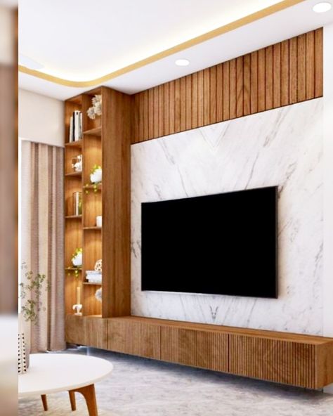 Home Decor Tv Unit, Tv Unit For Big Living Room, Black White Tv Unit, Pop Of Color In Neutral Living Room, Black And White Tv Unit, White Tv Units Living Room, Big Tv Living Room, Black Tv Wall Living Room, White Living Room With Pops Of Color