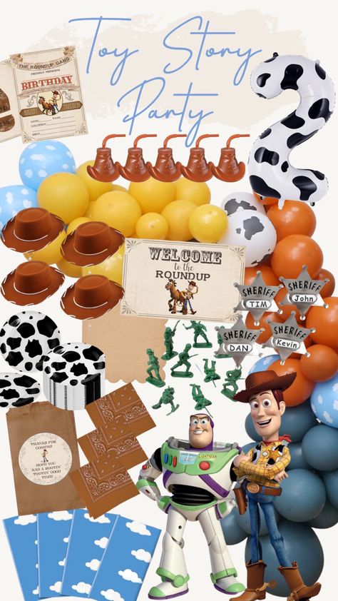 2nd Birthday Party For Boys, Daisy Party, Cowboy Party, Party Toys, Toy Story Party, Kids Party Themes, Toddler Birthday, Disco Party, Cute Toys