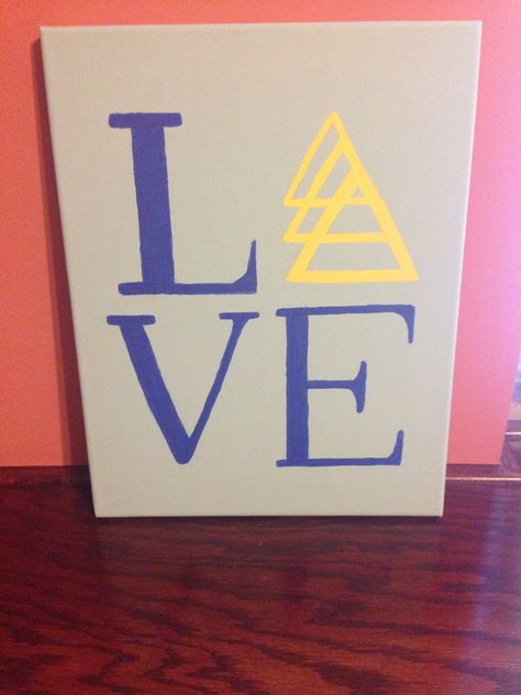 Tri Delta Canvas Tri Delta Painting Ideas, Tri Delta Painting, Delta Delta Delta Canvas, Tri Delta Canvas, Big Little Paddles, Delta Art, Big Little Canvas, Sorority Art, Big Little Basket