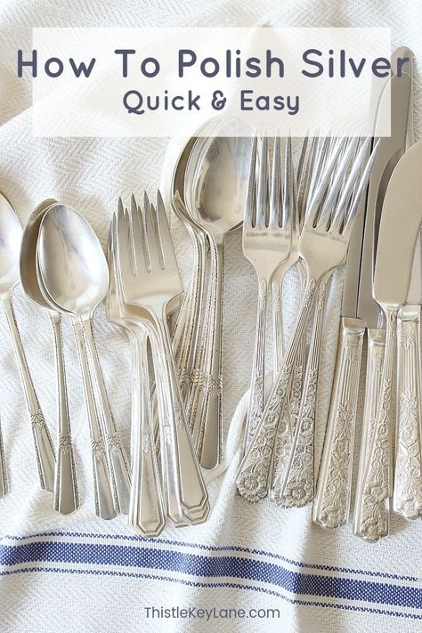 Wondering how to polish sterling silver? Look no further than this quick and easy method of cleaning silver to improve your tablescapes. #tablescapes #placesettings #silverware #sterlingsilver #howtocleansilver #howtopolishsilver Polish Silverware, How To Clean Silverware, Cleaning Silver, Sterling Silverware, Pretty Table Settings, Cleaning Painted Walls, How To Clean Silver, Clean Sterling Silver, Sterling Silver Flatware