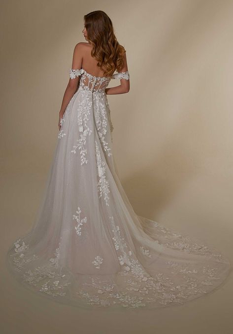 Sparkle Wedding Dress Off The Shoulder, Slim A Line Wedding Dress, Lace Corset Wedding Dress, Wedding Dress With Corset, Mori Lee Wedding Dress, Wedding Dresses Whimsical, Magnolia Wedding, Pretty Wedding Dresses, Floral Wedding Dress