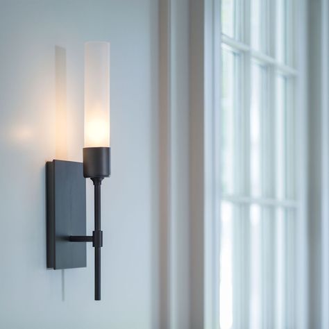 Hubbardton Forge - Urban Lighting Hubbardton Forge Lighting, Contemporary Sconces, Beauty Of Simplicity, Urban Lighting, Indoor Wall Sconces, Glass Cylinder, Hubbardton Forge, Iron Lamp, Contemporary Living Spaces