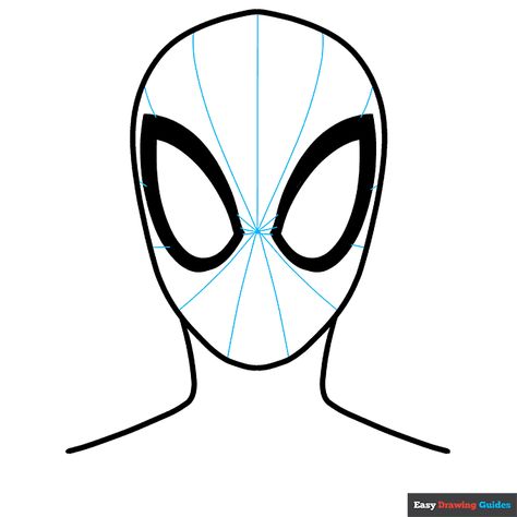 Spider-Man's Face step-by-step drawing tutorial: step 6 Spider Man Lenses, How To Make Spiders, Spiderman Face, Spiderman Drawing, Drawing Heads, Step By Step Drawing, Male Face, Learn To Draw, Easy Step